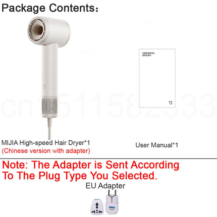 New MIJIA High-Speed Hair Dryer,110000rpm,62m/s Powerful airflow,8 Airflow Mode,347g 4 Color,CN Version With Adapter 220V