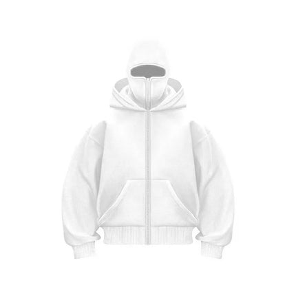 Men'sBalaclava Y2K Gothic Harajuku  Autumn Winter New Item Double Hooded Sweatshirt Homme Hooded Mask Zipper Sportswear