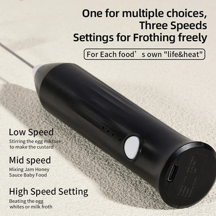 Electric Handheld Blender 3-Bar Rechargeable Wireless Milk Frother for Coffee Cappuccino Cream USB Powered Coffee Mixer