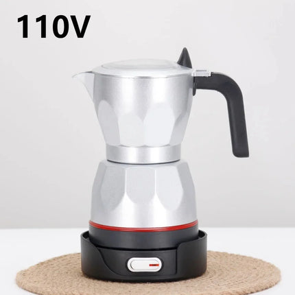 110V 220V 150ml Home Transparent Electric Moka Pot Aluminum Moka Pot Coffee Maker Simple Portable Coffee Pot
