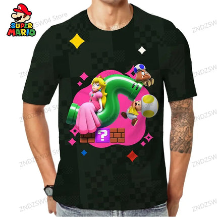 Men's Children's T-Shirt Mario Y2k 2024 Streetwear Anime Short Sleeve Tops Mens Clothes Quick Dry 110-6XL Harajuku Style Fashion