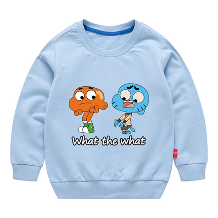 The Amazing World Of Gumball Kids Sweatshirt 100% Cotton O-neck Long Sleeve T-Shirt 3-12Years Kids Cartoon Sports Hoodie