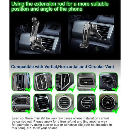 Universal Car Air Vent Clip 17mm Ball Head - Adjustable Metal Hook for Phone Holder & Wireless Charger