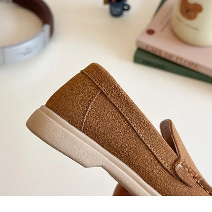 Spring Kids Loafers Suede Minimalist Trendy Unisex Boys Girls Leather Shoes Versatile Slip-resistant Solid Color Children Shoe
