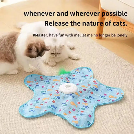 Cat Toys Interactive Hide and Seek Cat Toy with Mouse Squeaky Motion Activated Moving Concealed Feathers Kitten Teaser Toy