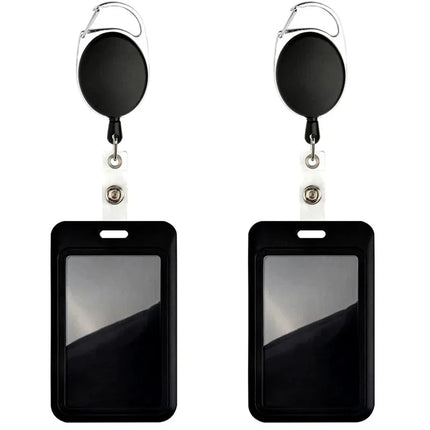 1/2set card holder ID Badge Holder with Heavy Duty Carabiner Reel Clip Set Retractable Vertical Holders Women Men