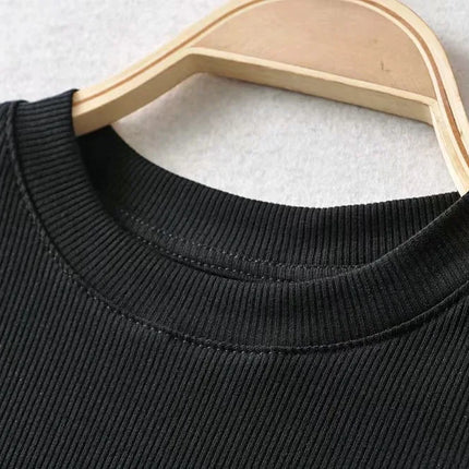 Summer Sexy Women's O-neck Short-sleeve T-shirt Slim Elastic Skinny Crop Tops