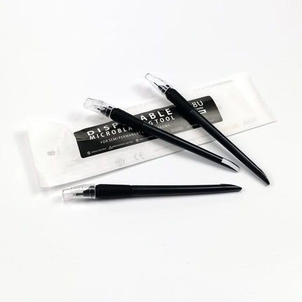 10/50Pcs Disposable Microblading Pen 0.15/0.18mm 18U Sterilized Permanent Makeup Eyebrow Tattoo Pen with U Blades
