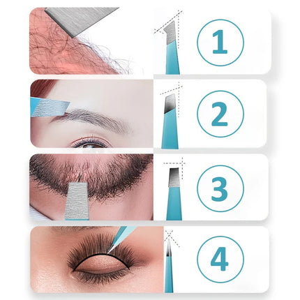 4pcs Set Professional Tweezers Set Perfect For Eyebrow Hair Removal Splinter Very Effortless and Relaxed to Remove