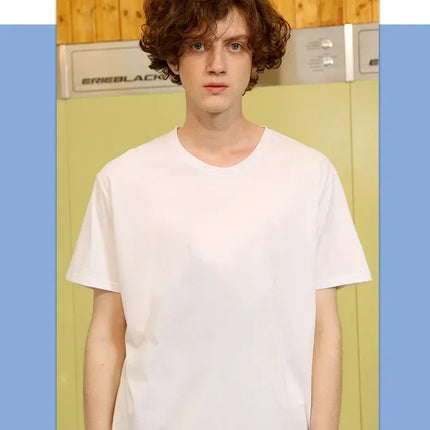 100% cotton Solid Tshirts Mens Short Sleeve Fashion Brand Trend White Black Clothing Tees Woman Customized Products Summer