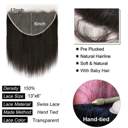 13x6 Lace Frontal Human Hair 4x4 5x5 Lace Closure Human Hair Straight Hair 6x6 Closure Transparent 13x4 Ear to Ear Lace  Frontal