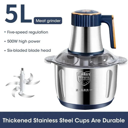 Multifunctional Electric Meat Grinder 5L Large Capacity Professional Food Processor Vegetable Slicer Home Kitchen Appliance