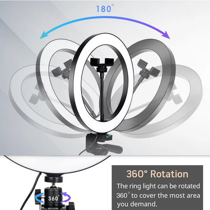 Tripod With LED Ring Light For Phone Tripod Camera Stand Selfie Photography Light LED Lamp Color Photo Studio For YouTube Live