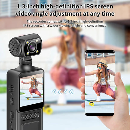 New Handheld 4k Hd 180 ° Rotating Mini Portable Camera Wearable Night Vision Sports Camera Outdoor Activity Recording