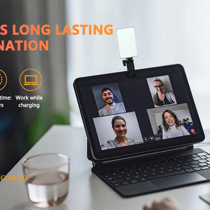 LED Selfie Light 120 LED 3000Mah Rechargeable Phone Light Clip 3 Light Modes Ring Light for Phone iPad Camera Laptop Selfie
