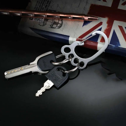 Creative Big Feet Key Chain Silver Color Metal Car Key Ring Holder for Men Women Waist Hanged Keyholder with 4 Keyrings Y55
