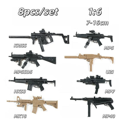 1/6 Assemble Gun Model Machine Gun Submachine Shotgun Sniper Rifle SVD AK47 MP40 MG42 Plastic Assembly Kit 8pcs/set