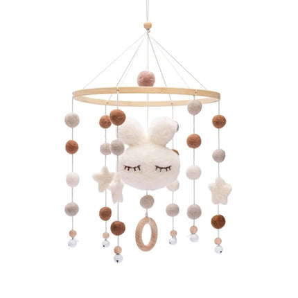 DIY Baby Crib Bed Bell Holder Arm Toy Imitation Wood Grain Infant Bed Decoration Toys Rotating Music Box Nut Screw Arm Bracket