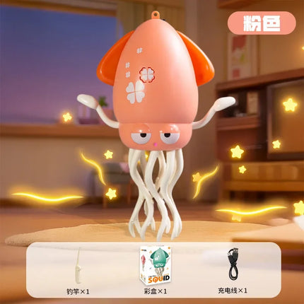 Rechargeable Dancing Octopus Toy, Baby Crawling Trainer Auto Obstacle Avoidance with Sound Light Music & Fishing Game