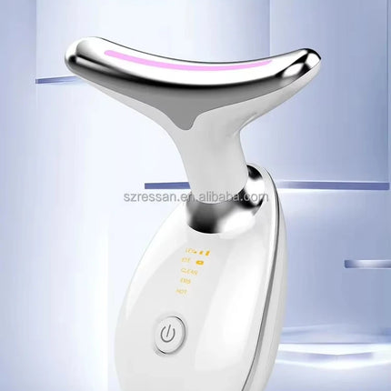 3 in 1 Microcurrent Neck Massager Facial Lift Tighten Face Contour and Smooth Lines Device 3 Color LED Light Beauty Instrument