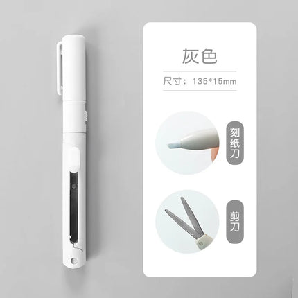 2 In 1 Multifunction Hand Account Cutting Folding Scissors Mini Engraving Knife Scissors Paper Trimming Utility Knife For Office