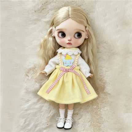 For Blythe Doll Lace Fairy Princess Dress Outfit Clothes Cartoon Colorful Fastfood Skirt Animal Clothing OB24 OB22 1/6 Ropa Gift