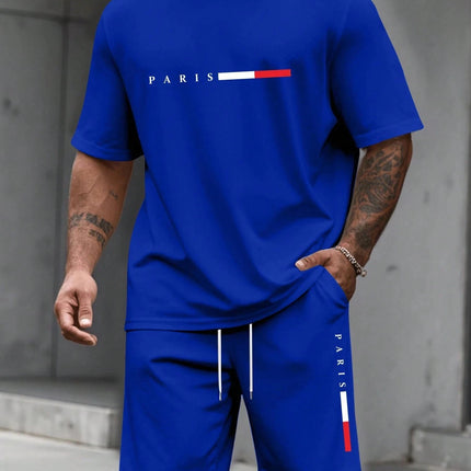 Men's Tracksuit 2 Piece O-neck Short Sleeve Shirt Shorts Set Men's Running Suit Plus Size T shirts Man Clothing Summer T-shirt