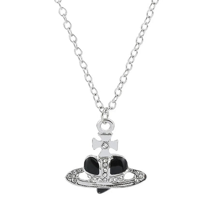 Fashion Love Saturn Necklace For Women Retro Stud Earrings Jewelry Metal Planet Sweater Chain Pendant Necklace Gifts Accessories