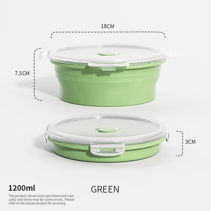 Collapsible Food Storage Containers Foldable Silicone Lunch Containers with Lids, Rectangle Collapsible Bowls Round Food Bowls