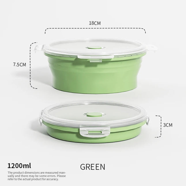 Collapsible Food Storage Containers Foldable Silicone Lunch Containers with Lids, Rectangle Collapsible Bowls Round Food Bowls