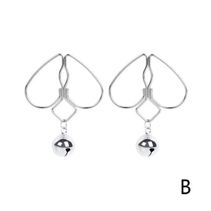 1Pair Adjustable Heart Nipple Clamps with Tassel Non-Piercing Body Jewelry for Women And Couples Sex Toy Accessory