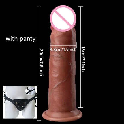 Realistic Dildos for Women Skin Sliding Foreskin Testicles Dildo Anal Vaginal Stimulation Strap on Big Penis Sex Toys for Woman