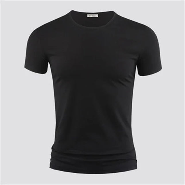 2026 Men's T Shirt Pure Color V Collar Short Sleeved Tops Tees Men T-Shirt Black Tights Man T-Shirts Fitness For Male Clothes