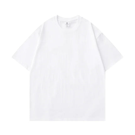 Summer Light Blue 300g Heavy Cotton Short-sleeved T-shirt Loose Men's and Women's Casual Half-sleeves Tee