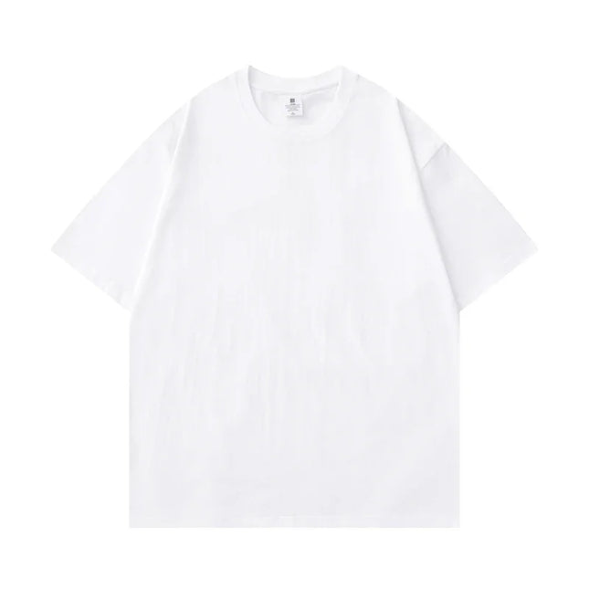 Summer Light Blue 300g Heavy Cotton Short-sleeved T-shirt Loose Men's and Women's Casual Half-sleeves Tee