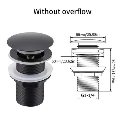 Easy-Clean Pop-Up Sink Drain with Anti-Clog Strainer and Overflow, Durable Push-Button Operation,Multifunctional Wash Basin Core