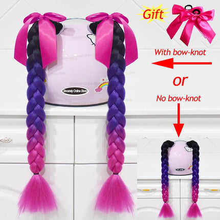 2pcs/pair New Motorcycle Helmet Braids Woman Braids Wig For Motorbike Helmets 164 colors Twist Dual Pigtail Ponytail With Sucker