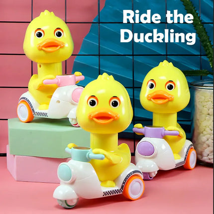Hot Sale Cute Duck Inertia Motorcycle Car, Rotatable Press Head, Anti-Collision Anti-Drop Mini Vehicle, Educational Toy For Kids