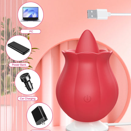 Powerful Tongue Licking Vibrator for Women Clitoris Stimulator Female Nipples Massager Clit Vibrating Rose Sex Toys for Couples