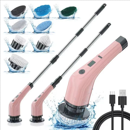 Multifunctional Handheld Electric Spin Scrubber Cleaning Brush with Telescopic Function Bathroom Floor and Kitchen Cleaning Tool