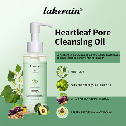 Houttuynia Cordata Cleansing Oil - Gentle Deep Pore Makeup Remover for Waterproof Mascara & Long Wear Foundation Non-irritating
