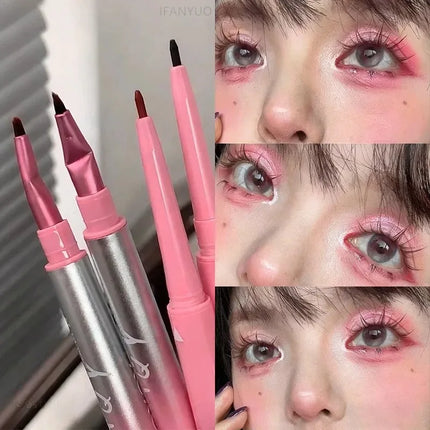 2 in 1 Punk Red Eyebrow Eyeliner GelPencil with Angled Brush Smudge-Proof Waterproof Smooth for Brow & Lying Silkworm Eye Makeup