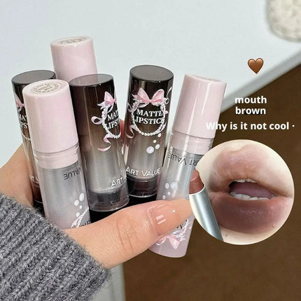 Moisturizing Velvet Matte Lipstick Mousse Long-lasting Waterproof Lightweight Natural Warm Brown Toned Lip Tint Makeup