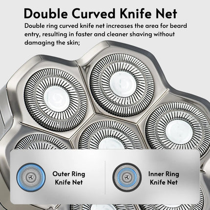 5D 7D 9D Magnetic Adsorption Replaceable Bald Electric Shaver Head With Double Knife Net Common Interface Spare Razor Blade Head