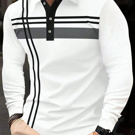 The 2025 Spring and Autumn new men's POLO skin-friendly soft shirt is a casual and fashionable men's wear with striped prints
