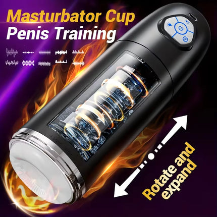 Automatic Male Masturbator With 10 Rotating Thrusting Mode Pronunciation Blowjob Pocket Pussy Sex Machine Adult Sex Toys for Men