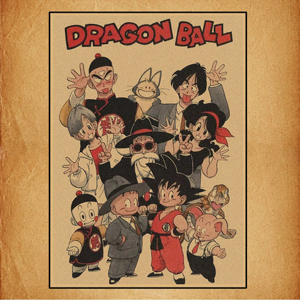 Japanese Surrounding Anime Retro Dragon Ball Poster Goku Gohan Vegeta Piccolo Friza Canvas Painting Print Wall Art Children Gift