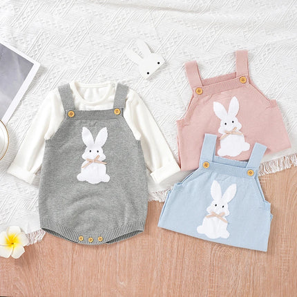 Baby Bodysuits Clothes Spring Autumn Rabbit Knitted Newborn Boys Girls Easter Onesie Clothes 0-18m Cotton Knitted Infant Outfits