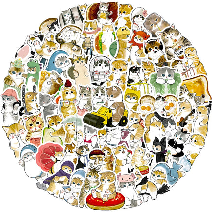 50/100pcs Cute Cartoon Cat Stickers Laptop Pad Phone Fridge Scrapbooking Funny Animal Decal Sticker for Kids Gift Toy
