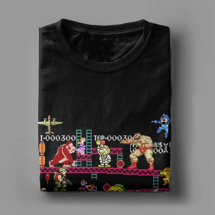 Fun Arcade Game Collage T-Shirts Men Women's Crew Neck Cotton T Shirts FC Console Game Short Sleeve Tees Plus Size Clothes